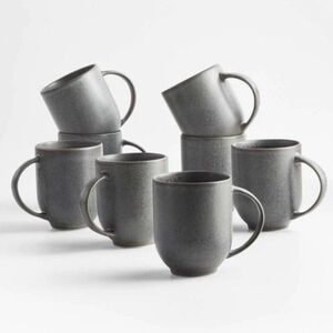 Crate and Barrel Charcoal Coffee Cup Set Of 8